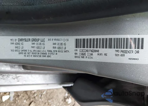 2015 Chrysler 200 Limited из США, поврежденный, VIN 1C3CCCAB1FN620040